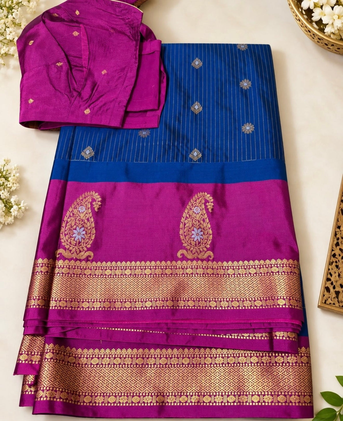 Royal Purple Silk Saree Set