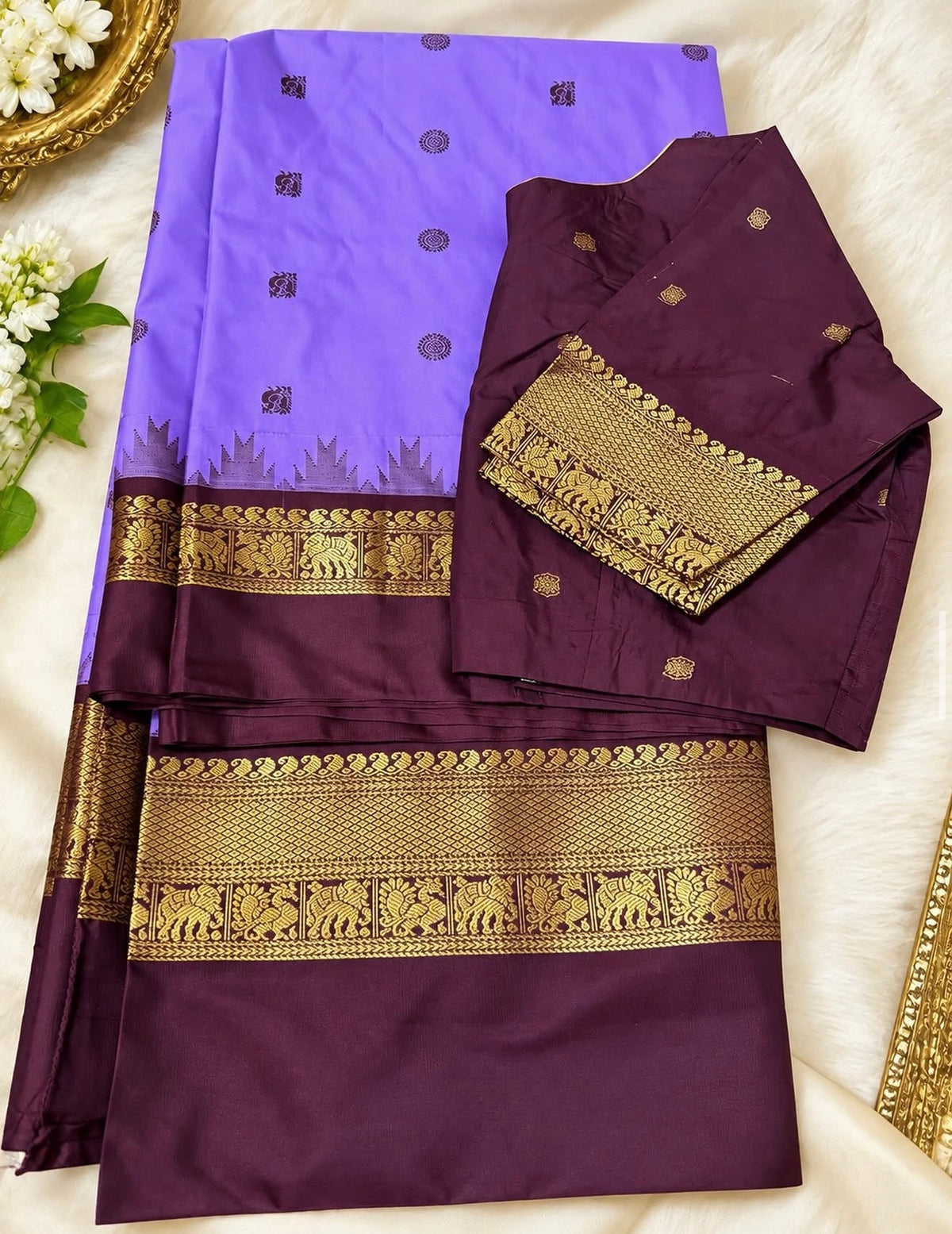 Plum Banarasi Saree Set