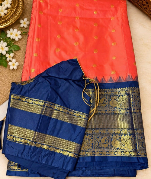 Amber Blue Silk Saree Set