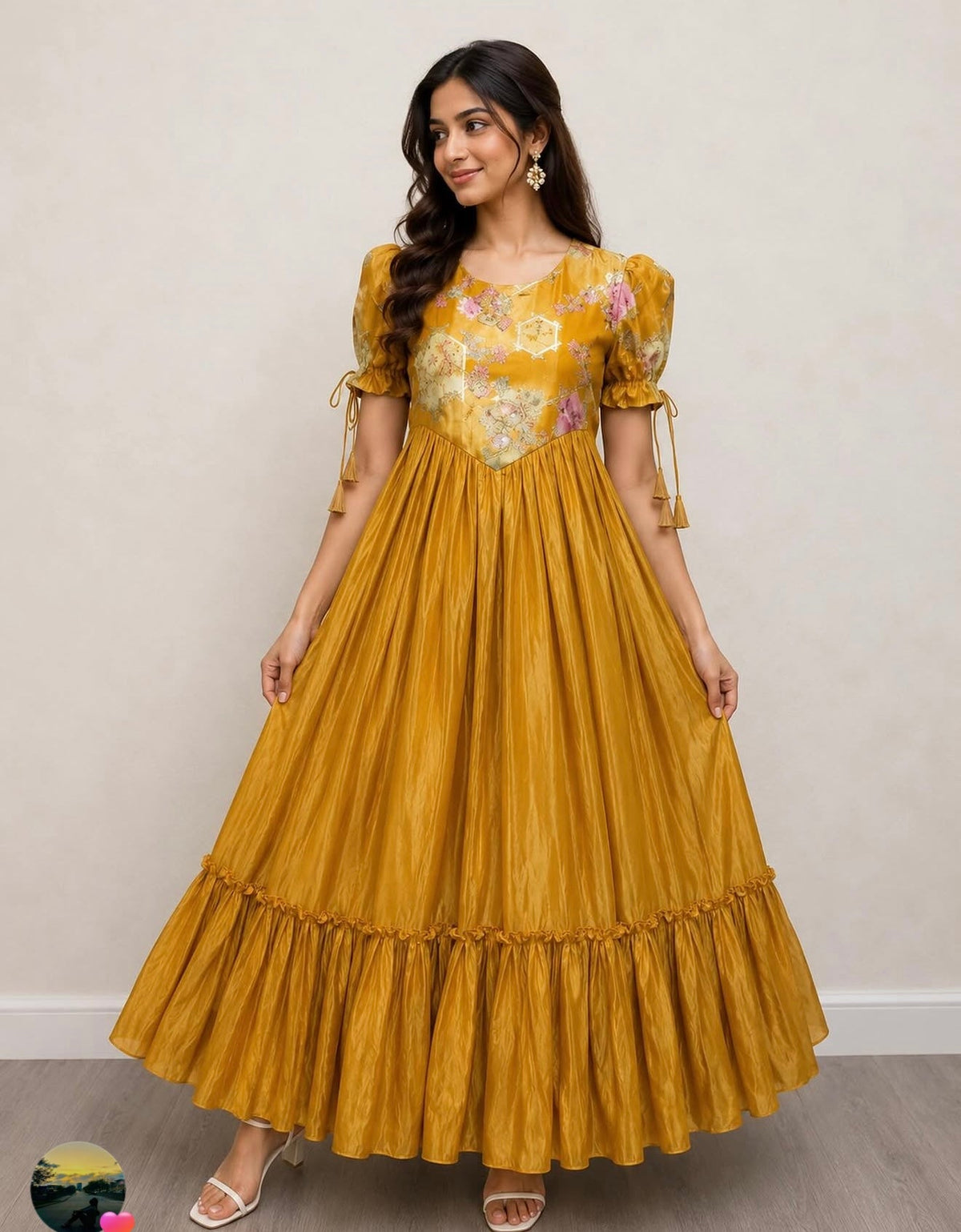 Mustard Tiered Gown